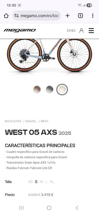 Megamo West Gravel - Bicicleta gravel Blanca