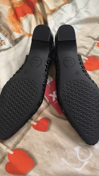 Zapatos negros tejido mujer