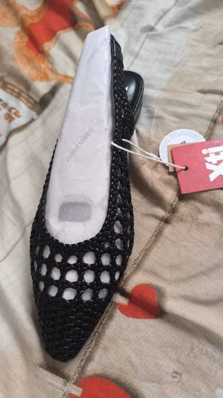 Zapatos negros tejido mujer