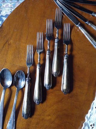 Posate argento antiche - 5 forchette, 5 coltelli .
