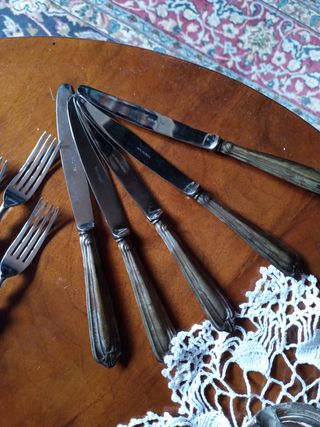 Posate argento antiche - 5 forchette, 5 coltelli .