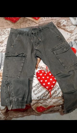Jeans cargo uomo verde oliva