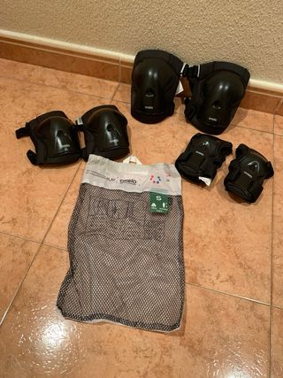 Patines en línea + protecciones + casco + bolsa