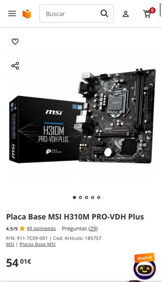 Placa base MSI H310M PRO-VDH Plus