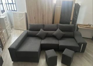 Sofá chaise longue gris