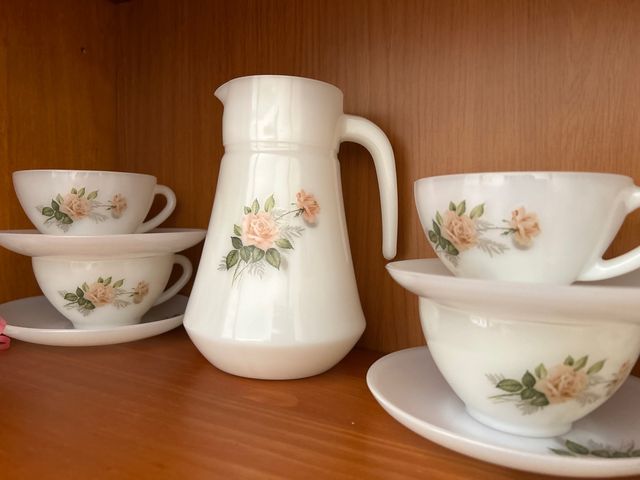 Juego café con leche porcelana - Rosas