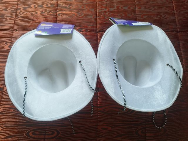 2 Sombreros Cowboy Blancos Adulto.