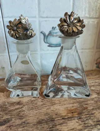 Set Bottiglie liquore vetro e cristallo.