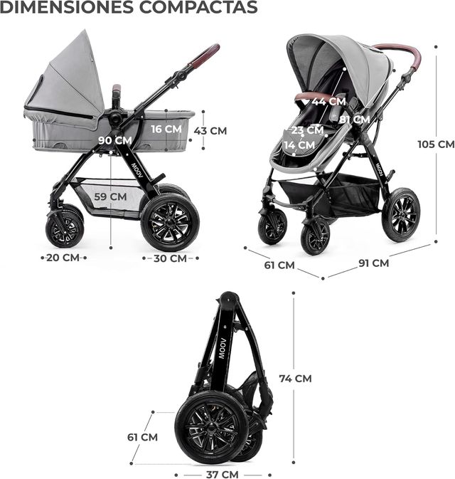 Kinderkraft MOOV Cochecito bebé 3 piezas