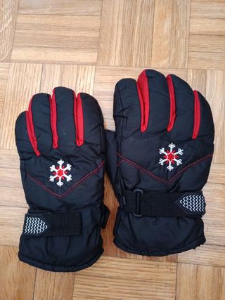 Guantes nieve niño - negros rojos