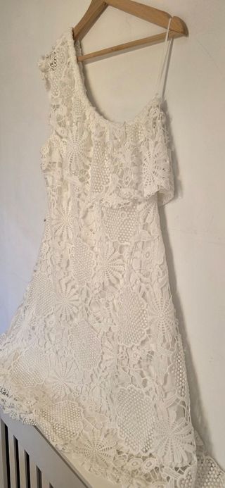 Vestido blanco encaje un hombro - Talla XL