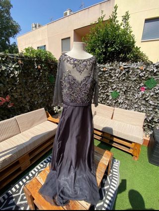 Vestido fiesta negro pedreria