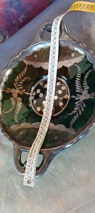 Vassoio Vetro Verde Vintage