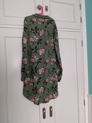 Vestido flores rosa - manga larga