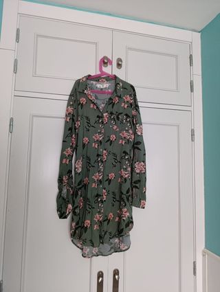 Vestido flores rosa - manga larga