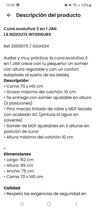  Cama Cuna evolutiva 3 en 1