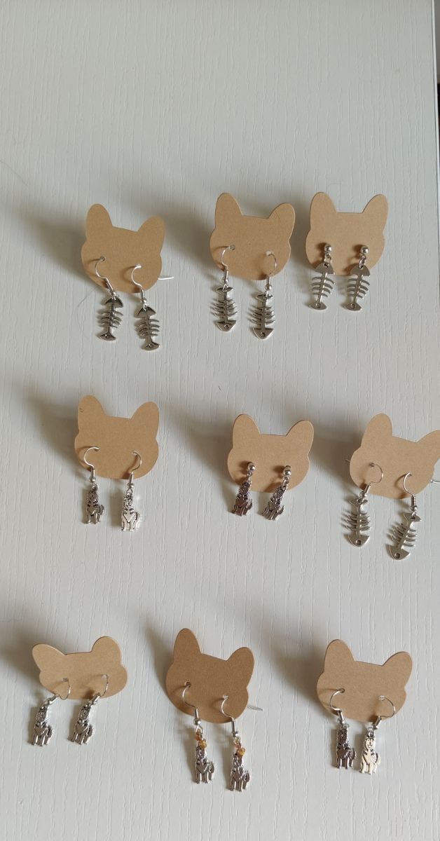 Pendientes color Plata - perros y Peces