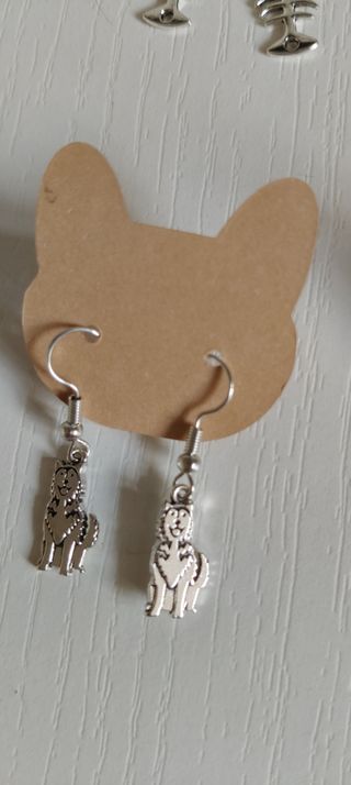 Pendientes color Plata - perros y Peces