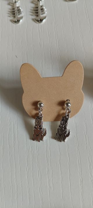 Pendientes color Plata - perros y Peces