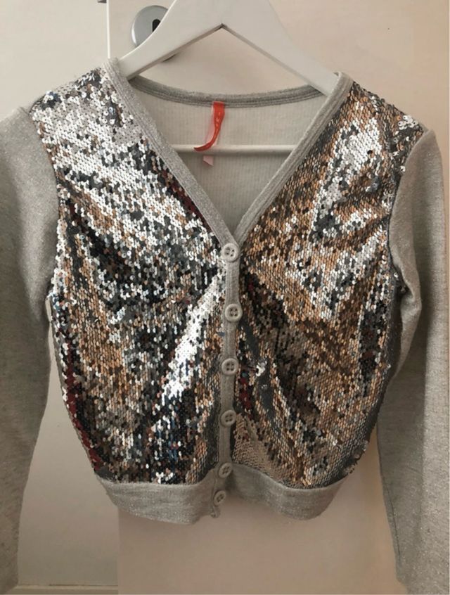 Giacca Cardigan paillettes argento