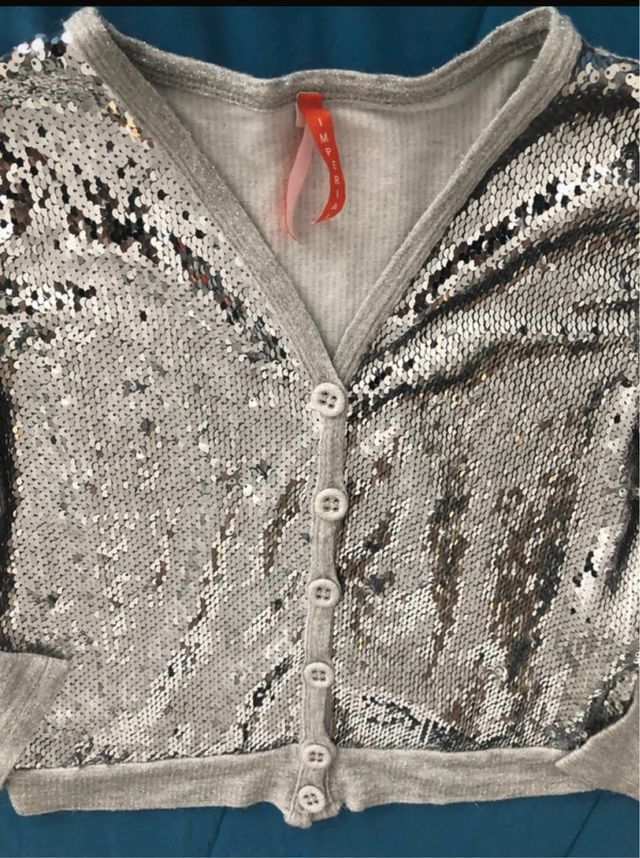Giacca Cardigan paillettes argento