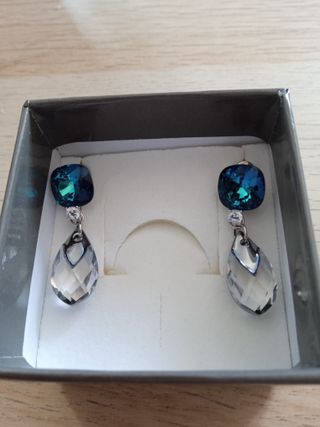 Pendientes Swarovski azules y plata