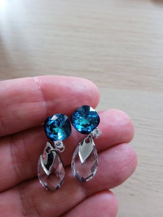 Pendientes Swarovski azules y plata