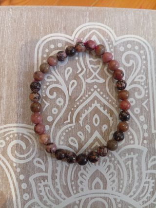 Pulsera Rodonita - Marrón y Rosa