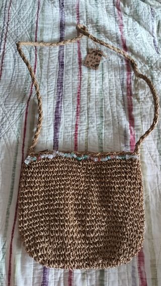 Bolso bandolera beige artesanal