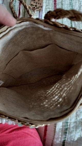 Bolso bandolera beige artesanal