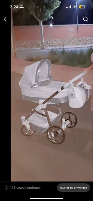 Carrito bebé blanco y plata