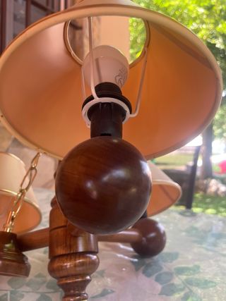 Lampara techo 3 luces madera