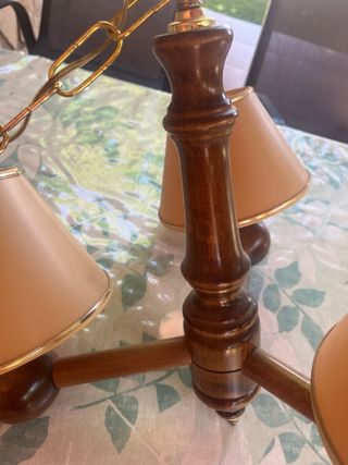 Lampara techo 3 luces madera