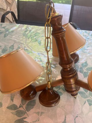 Lampara techo 3 luces madera