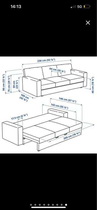 Sofá cama gris - 3 plazas