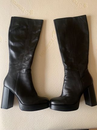 Botas altas negras tacón grueso