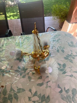 Lámpara techo 3 luces dorada
