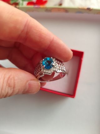 Anillo azul plata