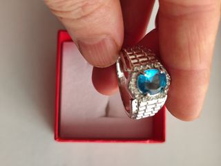 Anillo azul plata