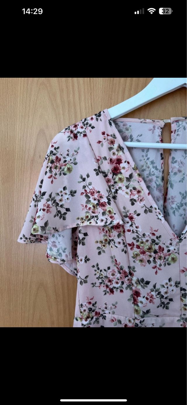 Vestido floral largo rosa