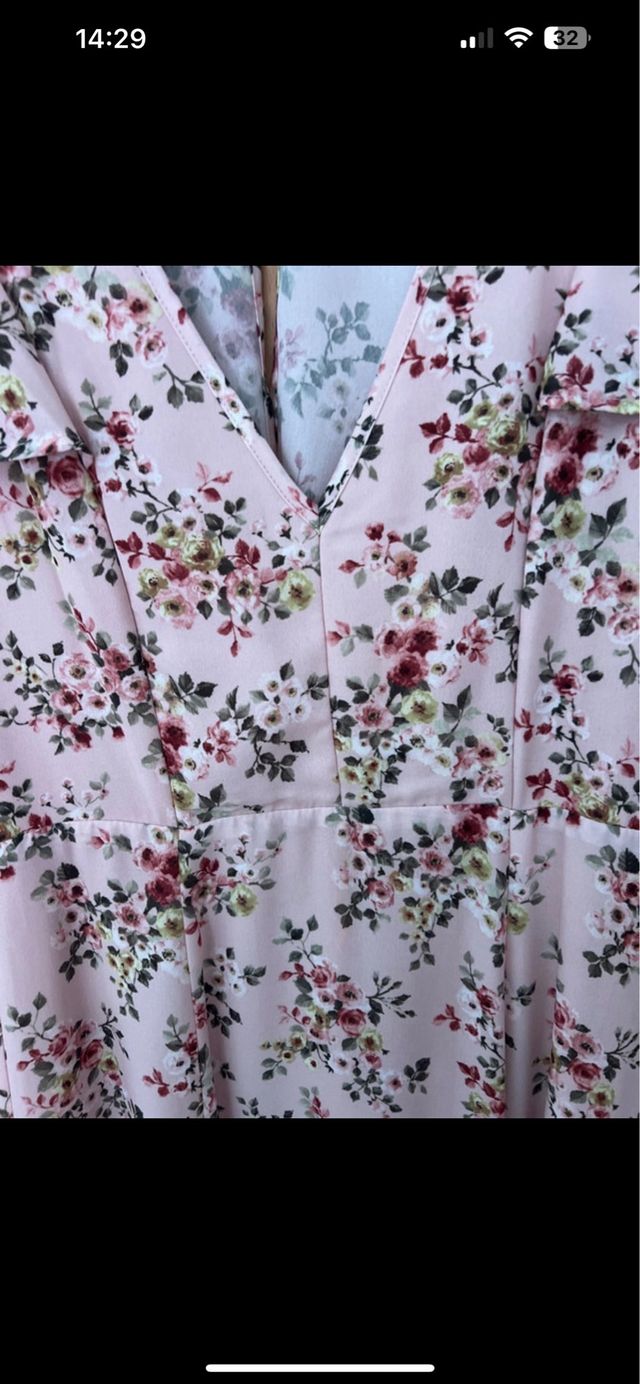 Vestido floral largo rosa