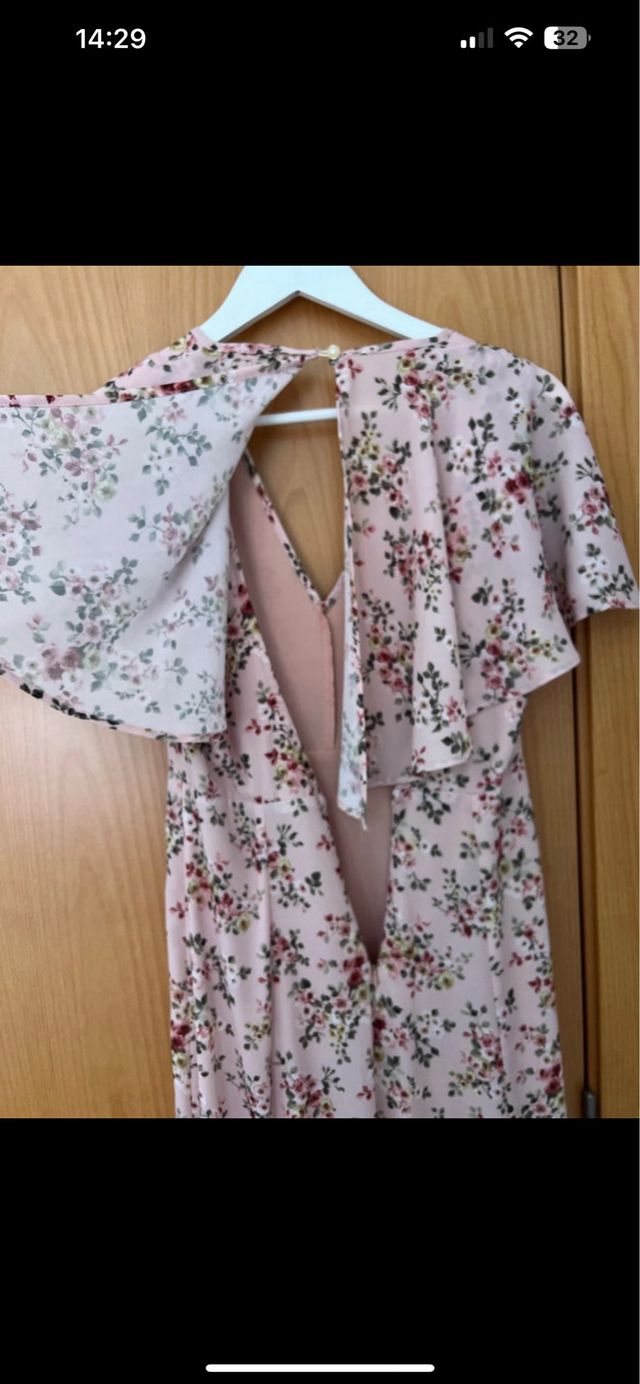 Vestido floral largo rosa