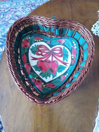 Cesto cuore vimini Natale