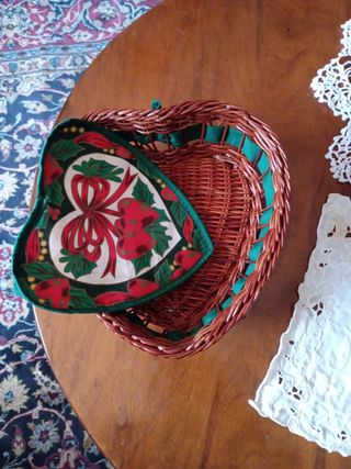 Cesto cuore vimini Natale