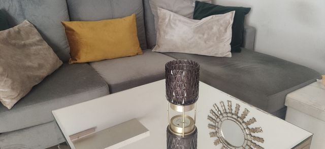 Lámpara decorativa dorada y gris