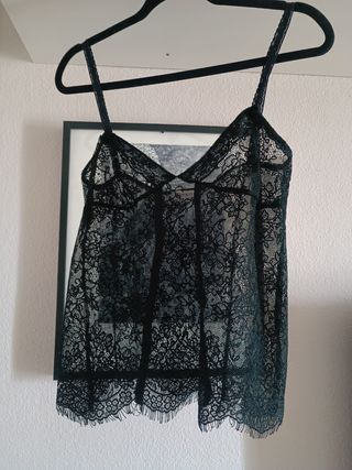 Top negro encaje - Camiseta lencera