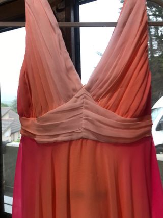 Vestido largo degradado rosa-naranja
