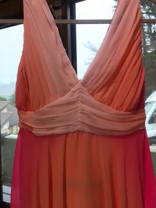 Vestido largo degradado rosa-naranja