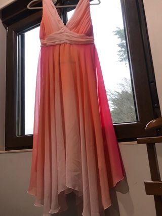 Vestido largo degradado rosa-naranja