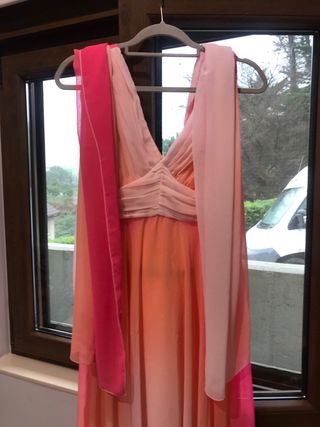 Vestido largo degradado rosa-naranja